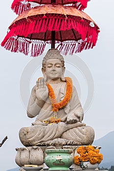 Buddha statue buddha image used as amulets of Buddhism religion. Tropical island Bali, Indonesia. North of Bali.