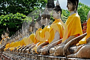 Buddha statue in buddhism temple thailand ayutthaya