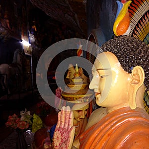 Buddha statue with colorful ancient designing