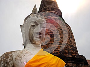 Buddha statue face closeup selected focus