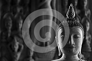 Buddha statue face in the temple.