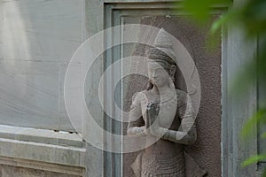 Buddha statue on green back