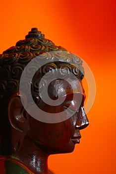 Buddha statue head made of wood carving
