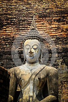 Buddha Statue In Historical Park Sukhothai, Thailand.