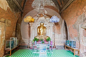 Buddha statue in Htilominlo Pahto temple in Bagan, Myanm