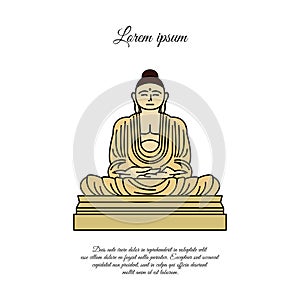 Buddha statue icon vector.  sign for mobile concept and web design. Buddha in meditation position outline vector icon. Buddhism