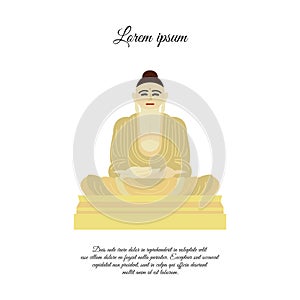 Buddha statue icon vector.  sign for mobile concept and web design. Buddha in meditation position outline vector icon. Buddhism