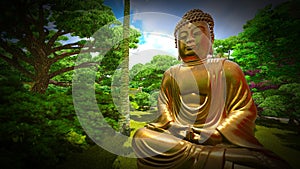 Buddha Statue in Japanese garden