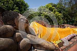 Buddha Statue and landscape view Wat Phutthaisawan at Phra Nakhon Si Ayutthaya, Thailand