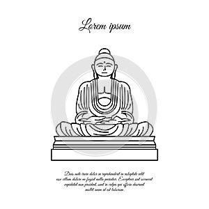 Buddha statue line icon. linear style sign for mobile concept and web design. Buddha in meditation position outline vector icon.