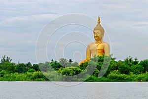 The Buddha statue is located outdoors.