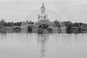 The Buddha statue is located outdoors.