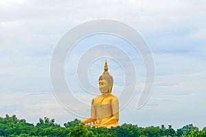 The Buddha statue is located outdoors.