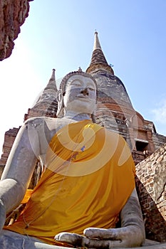 The Buddha statue is located outdoors.