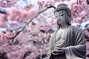 Buddha statue mediating of Japanese style. Generative Ai