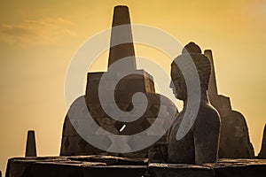 Buddha statue in open stupa in Borobudur temple