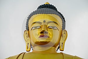 Buddha statue portrait in Nepal buddhist temple Kathmandu