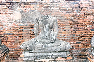 Buddha statue in public ancient temple.