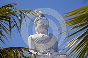 The buddha statue sits on top of the Nakkerd Hills. Big Buddha Phuket. That is one of the island`s most important and revered