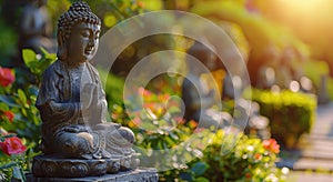 Buddha Statue Sitting in Garden