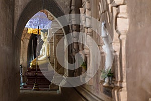 Buddha statue in an ancient temple in Bagan, Myanmar (Burma