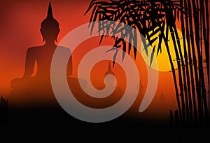 Buddha statue sunset