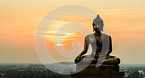 Buddha statue on sunset at Ayutthaya