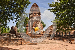 Buddha Statue in Temple at Ayutthaya Thailand