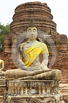 Buddha Statue at the temple of Wat Yai Chai Mongkol in Ayutthaya near Bangkok, Thailand