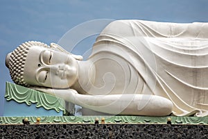 Buddha statue at Vinh Trang Temple in Mytho City, Vietnam