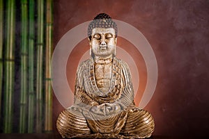 Buddha statue, vivid colors, natural tone