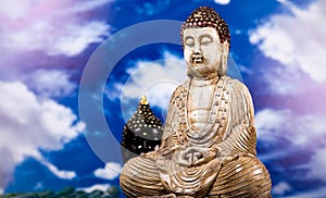 Buddha statue, vivid colors, natural tone