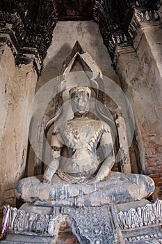buddha statue in wat chai wattanaram, ayutthaya, thailand