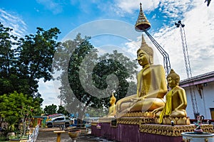 Buddha statue at Wat Chaiyo Warawithan temple, most popular religion traveling destination at Angthong province, Thailand photo