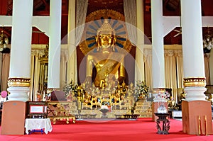 Buddha statue at Wat Phra Sing Waramahavihan in Chiang Mai, Thai