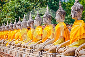 Buddha statues in Ayutthaya, Thailand. In 1767, the city was dest photo