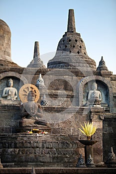 Buddha statues on Banjar budhist temple Bali photo