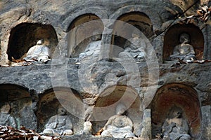 Buddha statues carved in rock