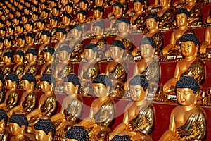 Buddha statues in Hua Yan or Huayan Temple in Tumen, Jilin Province, Korea Yanbian Prefecture. An interesting way to honor