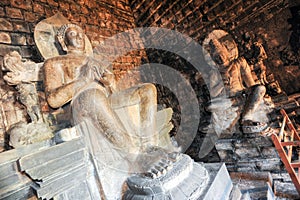 Buddha statues of Mendut buddhist temple in Central Java