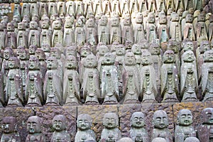 Buddha statues praying at the Hase-Dera temple