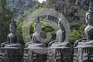 Buddha statues respect praying blessing with holy at wat tham krabok monastery or thamkrabok temple in phra phutthabat city of