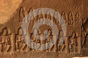 Buddha Statues sculpted inside Kanheri Caves, Sanjay Gandhi National Park,