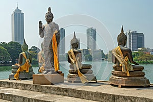 Buddha Statues in Seema Malaka temple, Colombo city, Sri Lanka