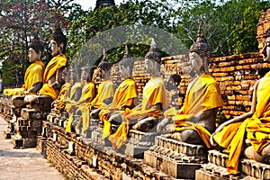 Buddha statues at the temple of Wat Yai Chai Mongk