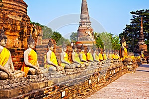 Buddha statues at the temple of Wat Yai Chai Mongk