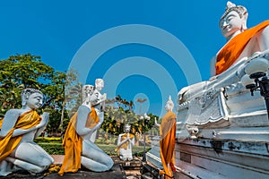 Buddha statues Wat Yai Chai Mongkhon Ayutthaya bangkok Thailand photo