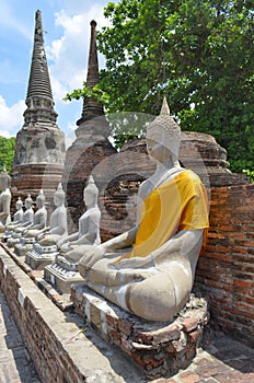 Buddha statues at Wat Yai Chai Mongkol in Ayutthaya