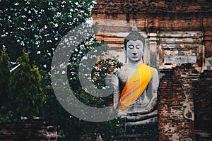 Buddha Status at Wat Yai Chaimongkol Ayutthaya, Thailand