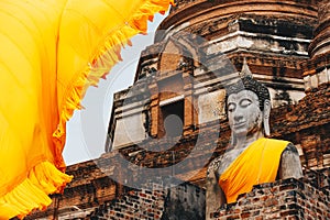 Buddha Status at Wat Yai Chaimongkol Ayutthaya, Thailand